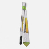 Mondrian Brown Yellow Green Print Krawatte (Rückseite)