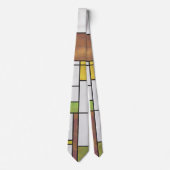 Mondrian Brown Yellow Green Print Krawatte (Vorderseite)