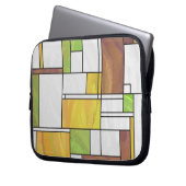 Mondrian Brown Yellow Green Print Laptopschutzhülle (Vorderseite Links)