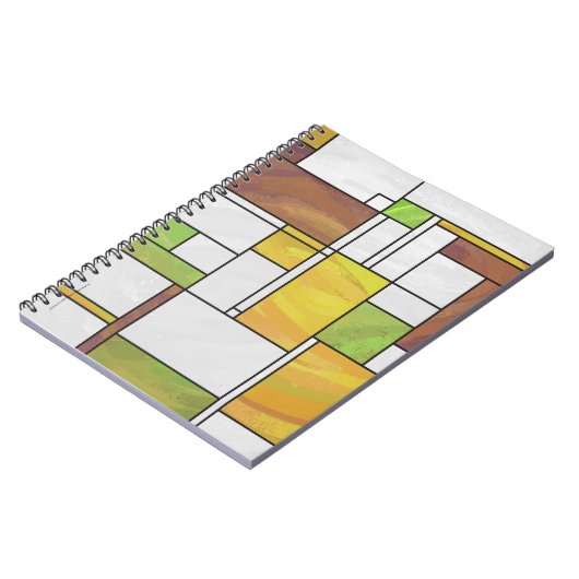 Mondrian Brown Yellow Green Print Notizblock (Linke Seite)