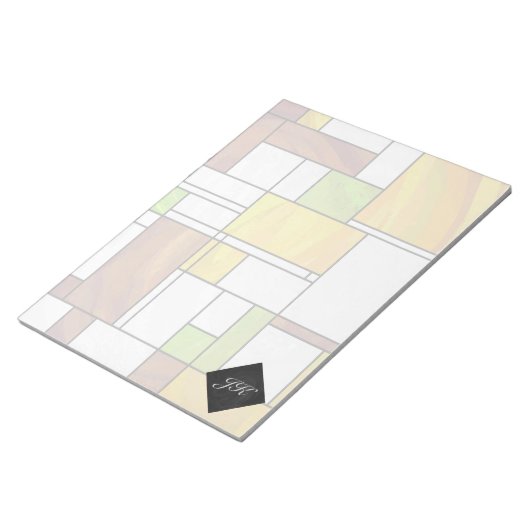 Mondrian Brown Yellow Green Print Notizblock (angewinkelt)