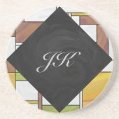 Mondrian Brown Yellow Green Print Sandstein Untersetzer (Vorne)