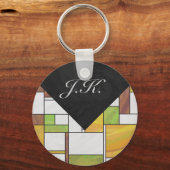 Mondrian Brown Yellow Green Print Schlüsselanhänger (Vorderseite)