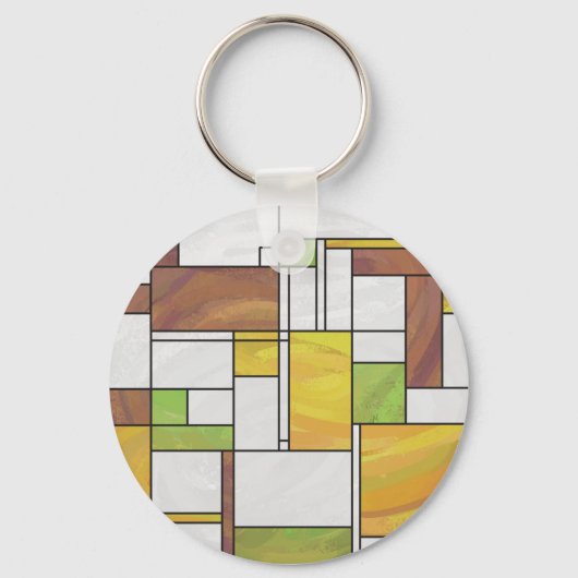 Mondrian Brown Yellow Green Print Schlüsselanhänger (Vorderseite)