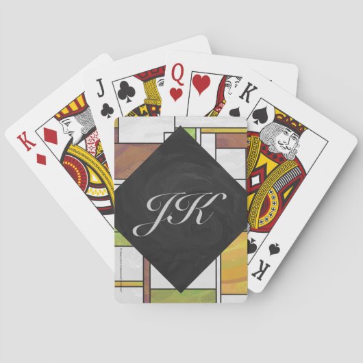 Mondrian Brown Yellow Green Print Spielkarten (Rückseite)