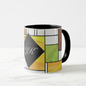 Mondrian Brown Yellow Green Print Tasse (VorderseiteRechts)