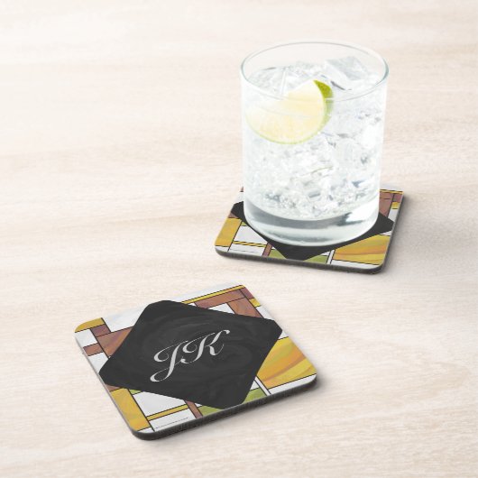 Mondrian Brown Yellow Green Print Untersetzer (Rechte Seite)