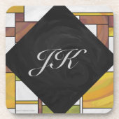 Mondrian Brown Yellow Green Print Untersetzer (Vorderseite)