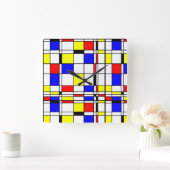 Mondrian bunt Minimalistisch De Stijl Moderne Kuns Quadratische Wanduhr (Zuhause)