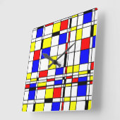 Mondrian bunt Minimalistisch De Stijl Moderne Kuns Quadratische Wanduhr (Winkel)