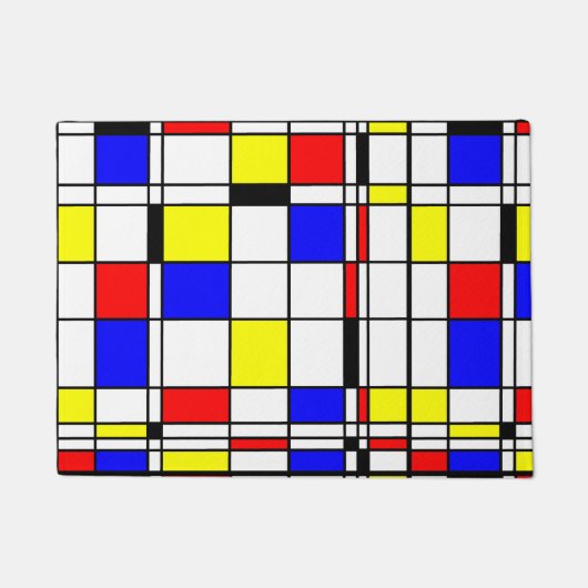 Mondrian bunte Minimalist De Stijl moderne Kunst Fußmatte (Vorderseite)