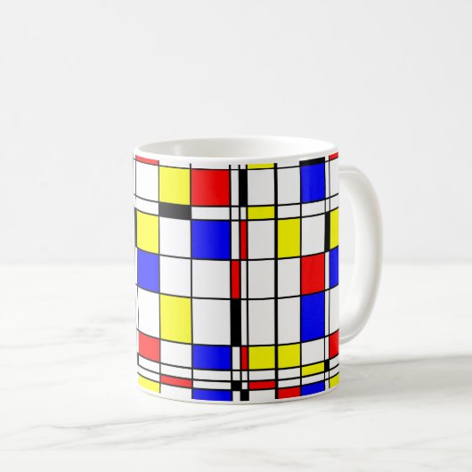 Mondrian bunte Minimalist De Stijl moderne Kunst Kaffeetasse (VorderseiteRechts)