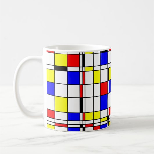 Mondrian bunte Minimalist De Stijl moderne Kunst Kaffeetasse (Links)