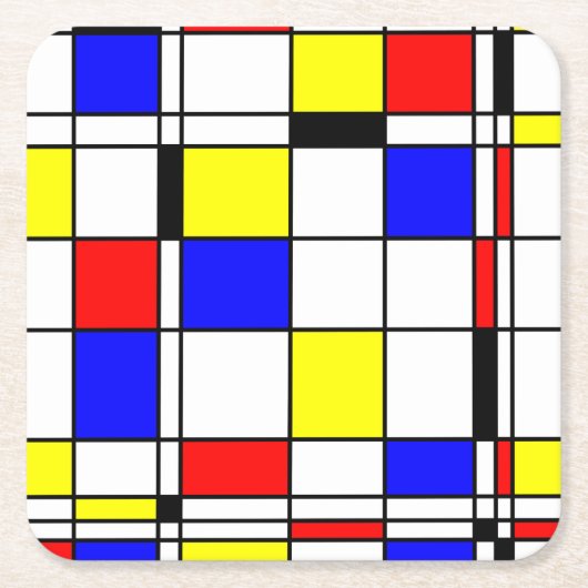 Mondrian bunte Minimalist De Stijl moderne Kunst Rechteckiger Pappuntersetzer (Vorderseite)