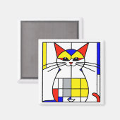 Mondrian Cat Magnet (Vorderseite/Rückseite)