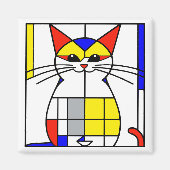 Mondrian Cat Magnet (Vorne)