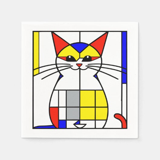 Mondrian Cat Serviette (Vorderseite)