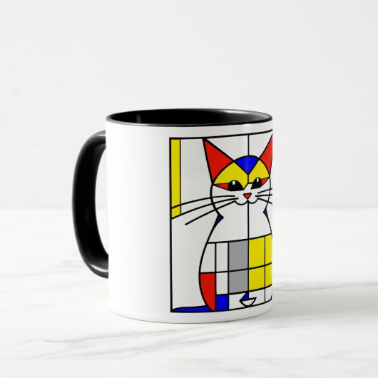 Mondrian Cat Tasse (Vorderseite Links)