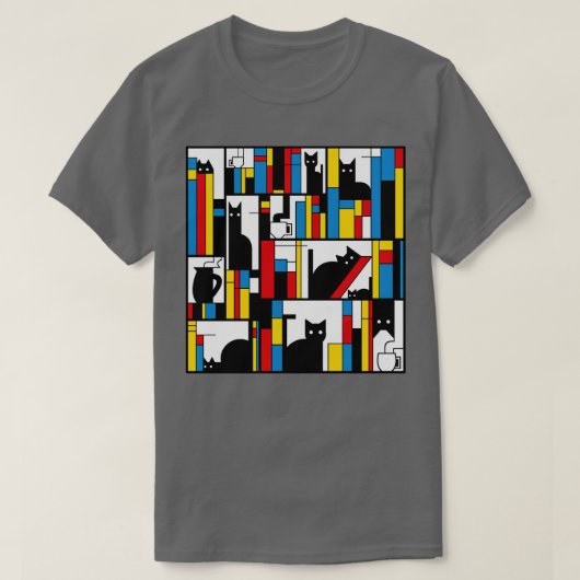 Mondrian Cats Library von Tobe Fonseca T-Shirt (Design vorne)