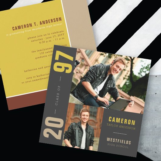 Mondrian Color Blocks 2 Foto Graduation Party Einladung