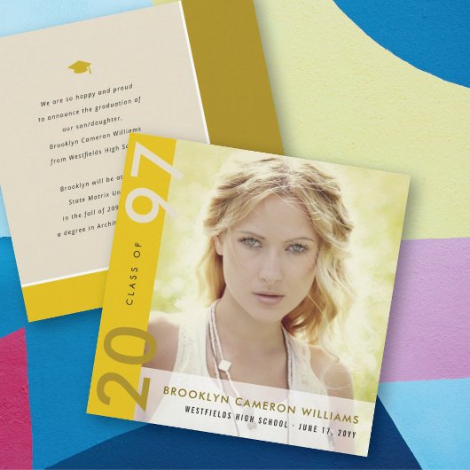 Mondrian Color Blocks Grad Moderner Foto Abschluss Ankündigung