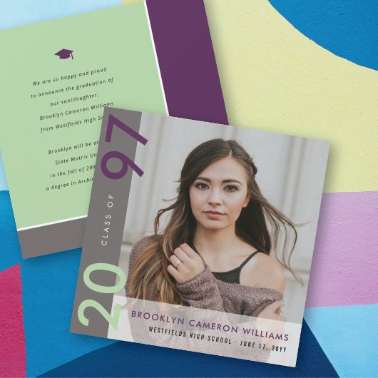 Mondrian Color Blocks Grad Moderner Foto Abschluss Ankündigung