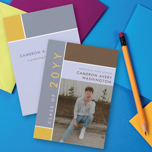 Mondrian Color Blocks Mod Foto Graduation Party Einladung