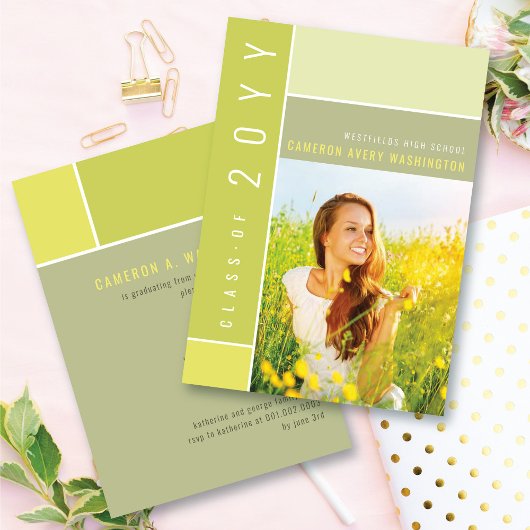 Mondrian Color Blocks Mod Foto Graduation Party Einladung