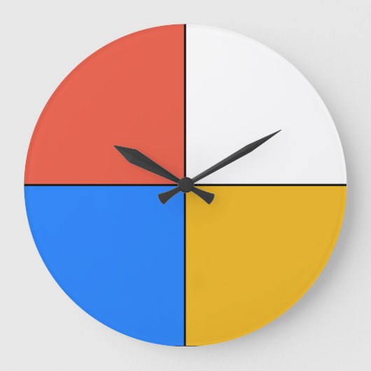 Mondrian Cubist Abstrakt Art Wall Clock Große Wanduhr (Vorderseite)