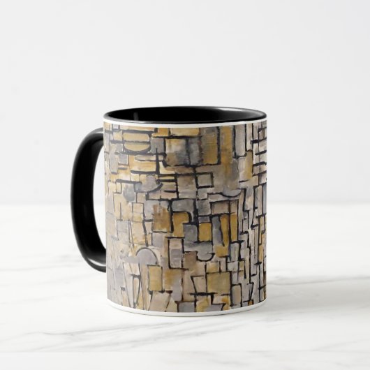 Mondrian Cubist Transition Art Morphing Mug Tasse (Vorderseite Links)