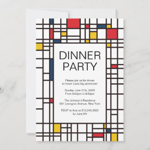 Mondrian De Stijl Geometrisches Muster Party Einladung