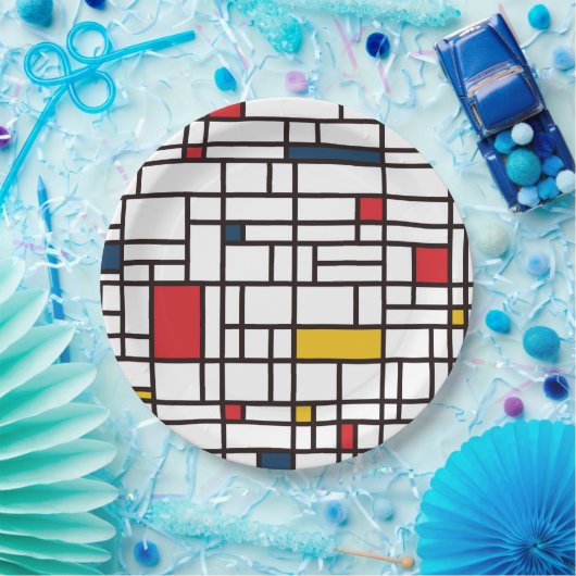 Mondrian De Stijl Pappteller (Party)