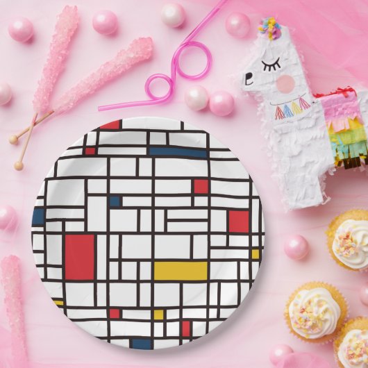 Mondrian De Stijl Pappteller (Party)
