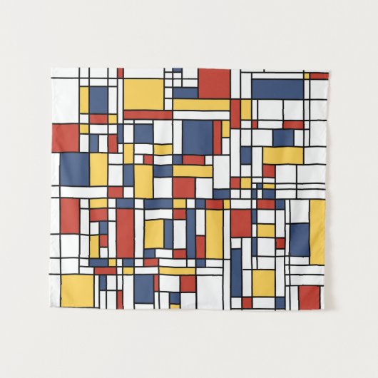 Mondrian De Stijl Pattern Wandteppich (Vorderseite (Horizontal))
