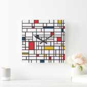 Mondrian De Stijl Quadratische Wanduhr (Zuhause)