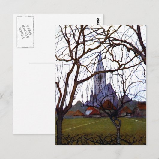 Mondrian - Dorfkirche Postkarte (Vorne/Hinten)