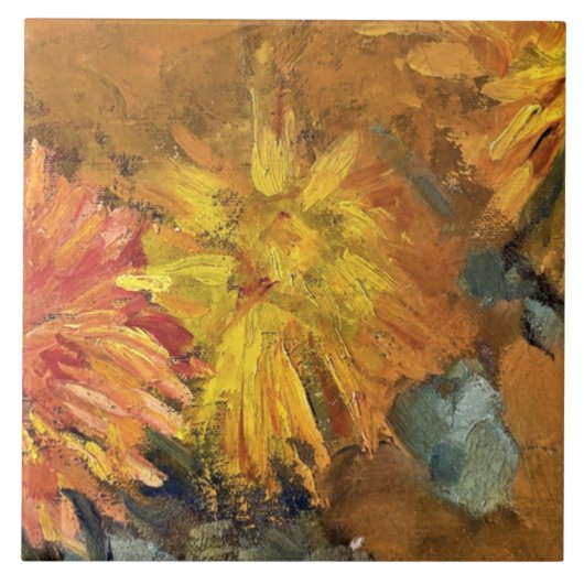 Mondrian - Drei Chrysanthema Fliese (Vorderseite)