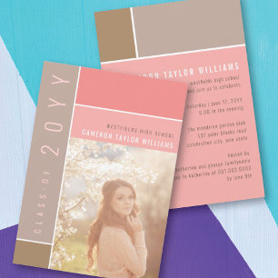 Mondrian-Farbblöcke Mod Foto-Abschlussfeier Einladung