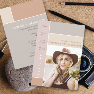 Mondrian-Farbenblöcke Mod-Foto-Abschlussfeier I Einladung