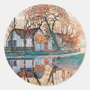 Mondrian, Farm Near Duivendrecht, Runder Aufkleber