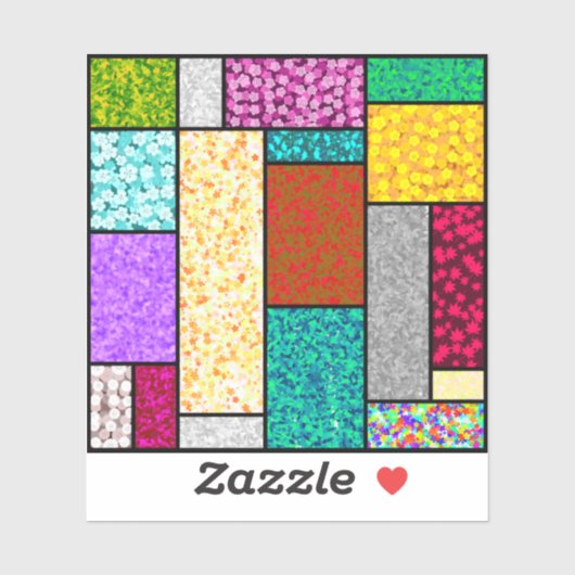 Mondrian Floral Graphic Design Abstraction Aufkleber (Blatt)