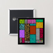Mondrian Floral Graphic Design Abstraction Button (Vorne & Hinten)