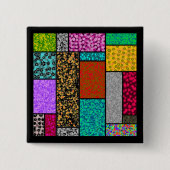 Mondrian Floral Graphic Design Abstraction Button (Vorderseite)