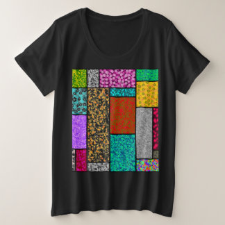 Mondrian Floral Graphic Design Abstraction Große Größe T-Shirt