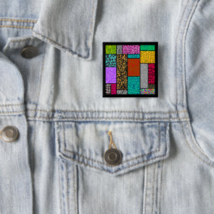 Mondrian Florale Grafikdesign-Abstraktion Button