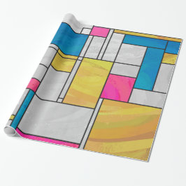 Mondrian gelbe rosa Blaupause Geschenkpapier