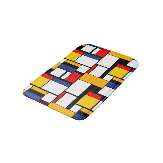 Mondrian Geometric Minimalistisch Comopsition Mode Badematte (Schrägansicht)