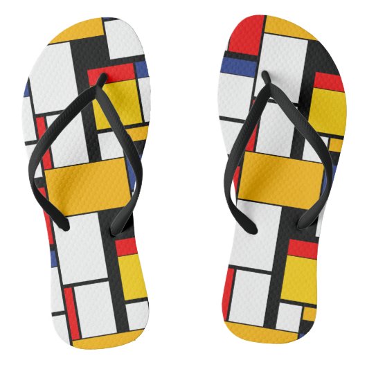 Mondrian Geometric Minimalistisch Comopsition Mode Badesandalen (Fußbett)