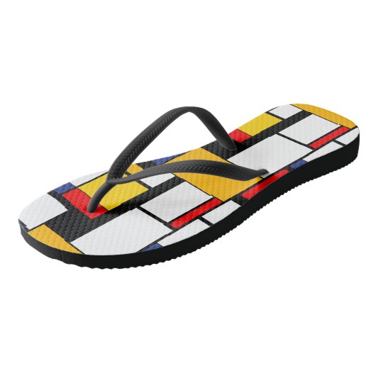 Mondrian Geometric Minimalistisch Comopsition Mode Badesandalen (Schrägansicht)