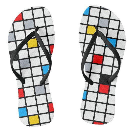 Mondrian Geometric Minimalistisch Comopsition Mode Badesandalen (Fußbett)